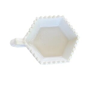 Vintage Westmoreland Glass Company Hexagonal Hobnail Milk Glass Trinket Tray